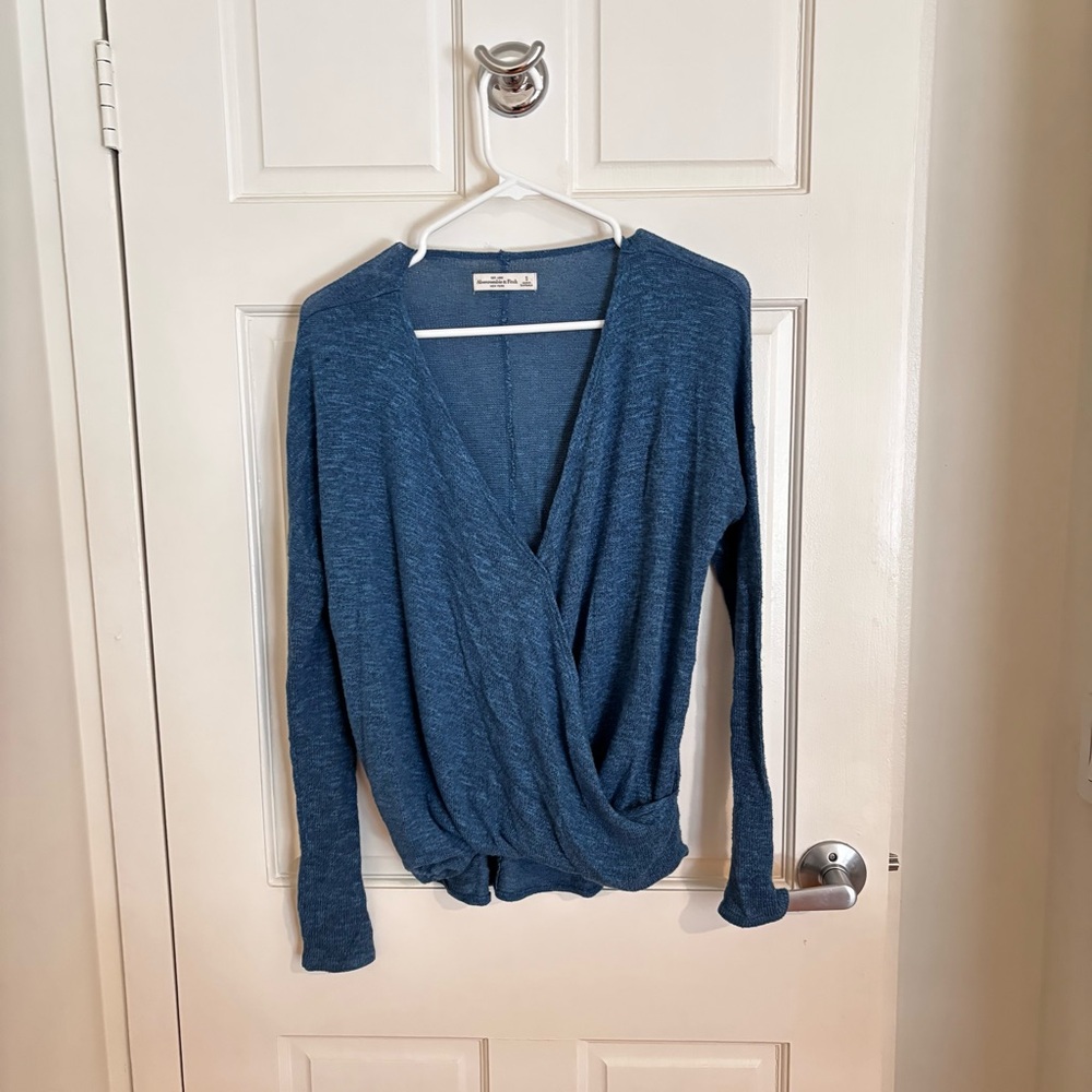 Blue Wrap Top Abercrombie and Fitch